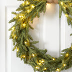 24" Holiday Christmas Pre-Lit Cascading Pine Wreath - Che Cose Belle