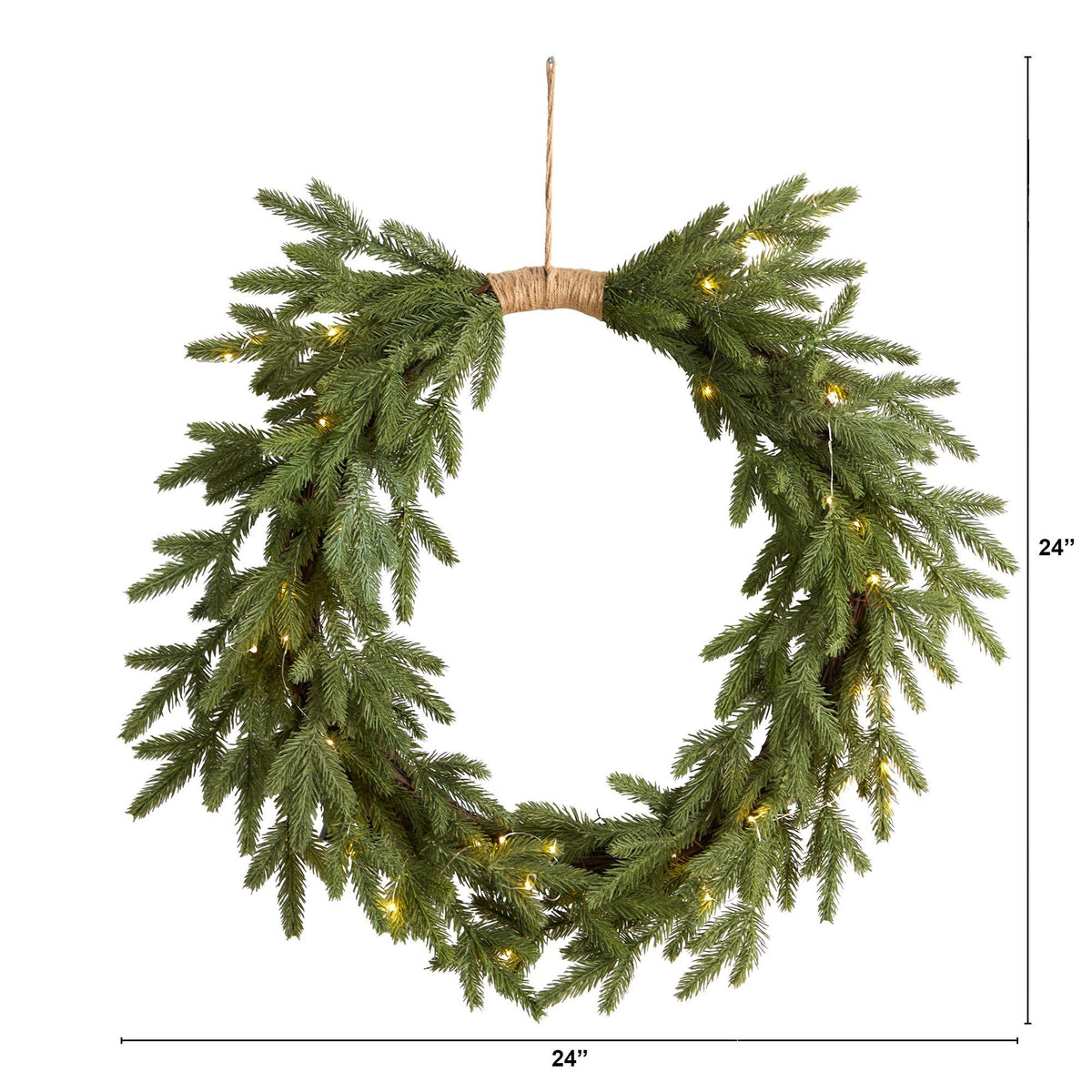 24" Holiday Christmas Pre-Lit Cascading Pine Wreath - Che Cose Belle