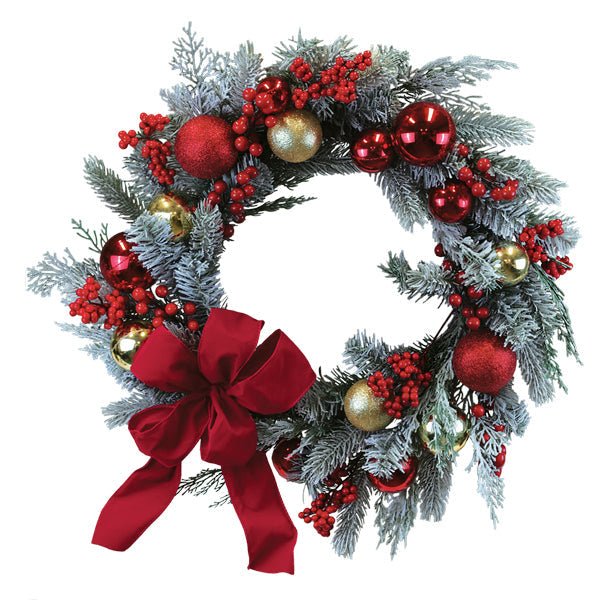 24" Holiday Splendor Red And Gold Aspen Wreath - Che Cose Belle