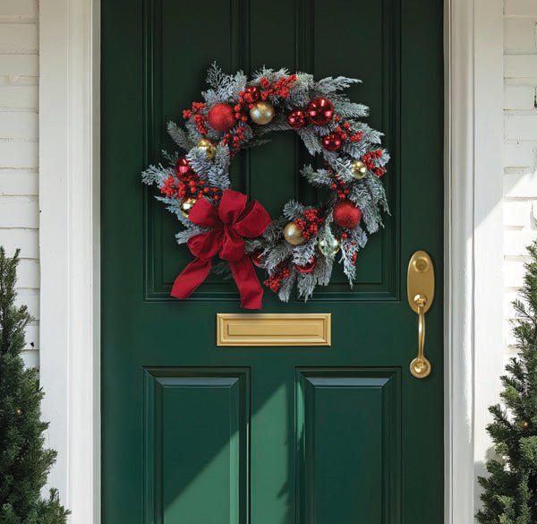 24" Holiday Splendor Red And Gold Aspen Wreath - Che Cose Belle