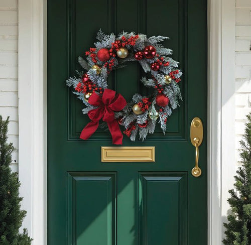 24" Holiday Splendor Red And Gold Aspen Wreath - Che Cose Belle
