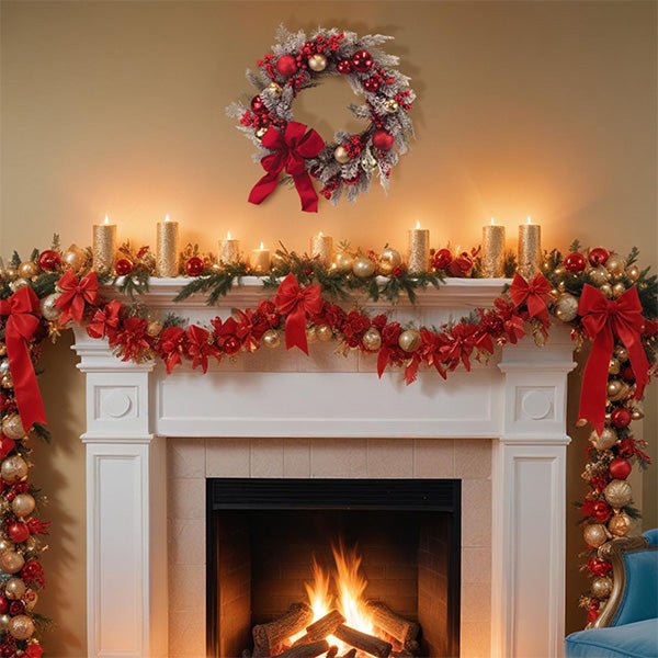 24" Holiday Splendor Red And Gold Aspen Wreath - Che Cose Belle