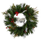24” Holiday Winter Owl Family Pinecone Berry Christmas Artificial Wreath - Che Cose Belle