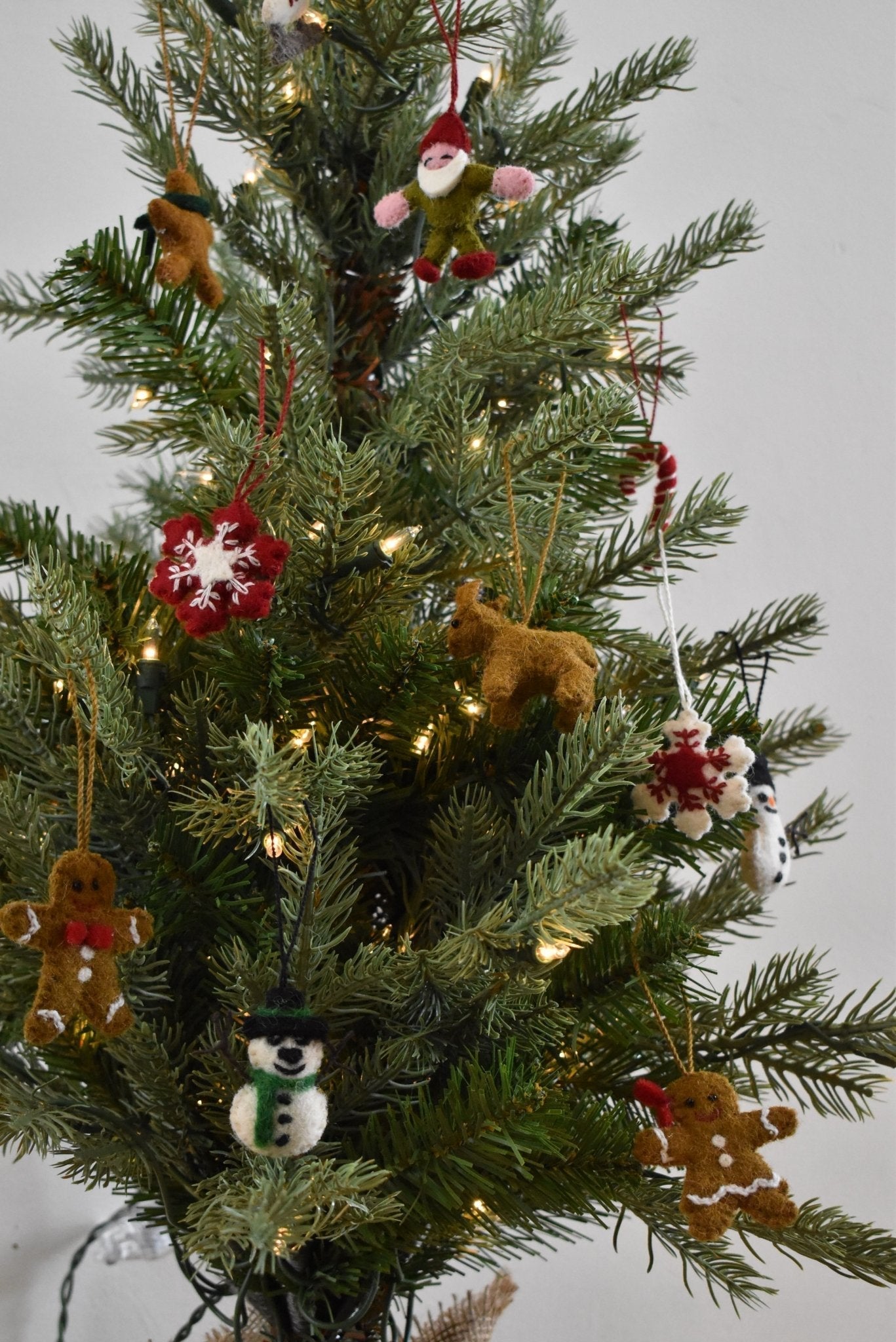 24 Piece Set- Iconic Christmas Mini Tabletop Tree Set- Hand Felted Wool Arcadia Home - Che Cose Belle