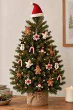 24 Piece Set- Iconic Christmas Mini Tabletop Tree Set- Hand Felted Wool Arcadia Home - Che Cose Belle
