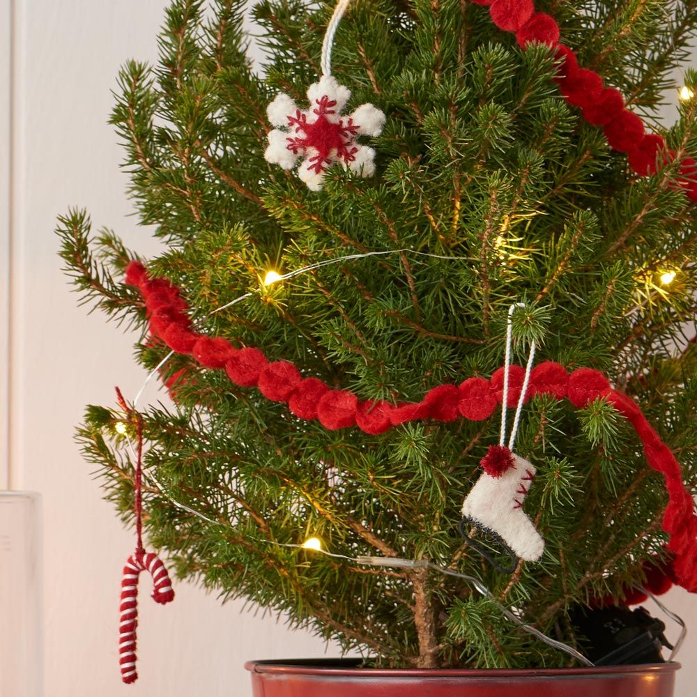24 Piece Set- Iconic Christmas Mini Tabletop Tree Set- Hand Felted Wool Arcadia Home - Che Cose Belle