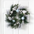 24” Pinecones and Berries Christmas Artificial Wreath with Silver Ornaments - Che Cose Belle