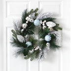 24” Pinecones and Berries Christmas Artificial Wreath with Silver Ornaments - Che Cose Belle