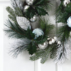 24” Pinecones and Berries Christmas Artificial Wreath with Silver Ornaments - Che Cose Belle