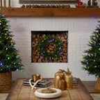24" Pre-Lit Artificial Luxembourg Pine Christmas Wreath with 35 Multicolored Traditional Bulb LED Lights - Che Cose Belle