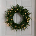 24" Pre-Lit Artificial Luxembourg Pine Christmas Wreath with 35 Multicolored Traditional Bulb LED Lights - Che Cose Belle