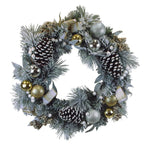 24" Silver & Gold Frosted Fir Wreath - Che Cose Belle