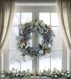 24" Silver & Gold Frosted Fir Wreath - Che Cose Belle