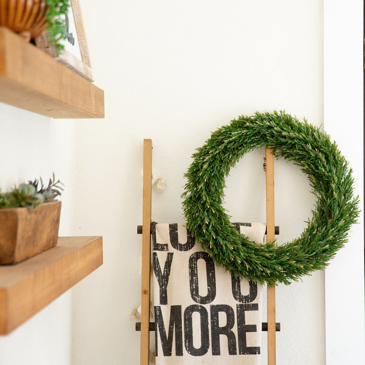 24” UV Resistant Rosemary Artificial Wreath (Indoor/Outdoor) - Che Cose Belle