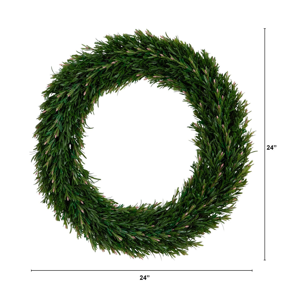 24” UV Resistant Rosemary Artificial Wreath (Indoor/Outdoor) - Che Cose Belle