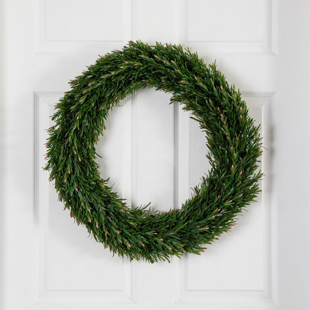 24” UV Resistant Rosemary Artificial Wreath (Indoor/Outdoor) - Che Cose Belle