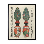 Vintage Painting of Little Santa and Christmas Tree