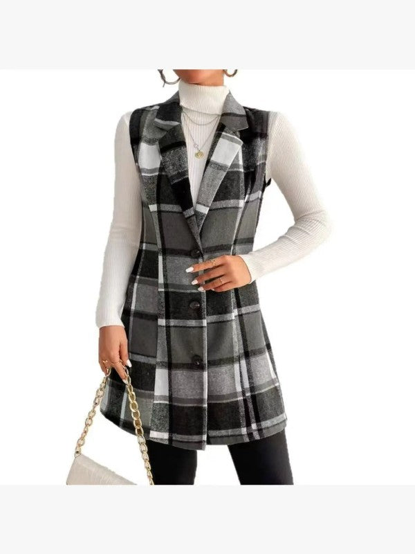 Miss Sparkling |Plaid Sleeveless Vest