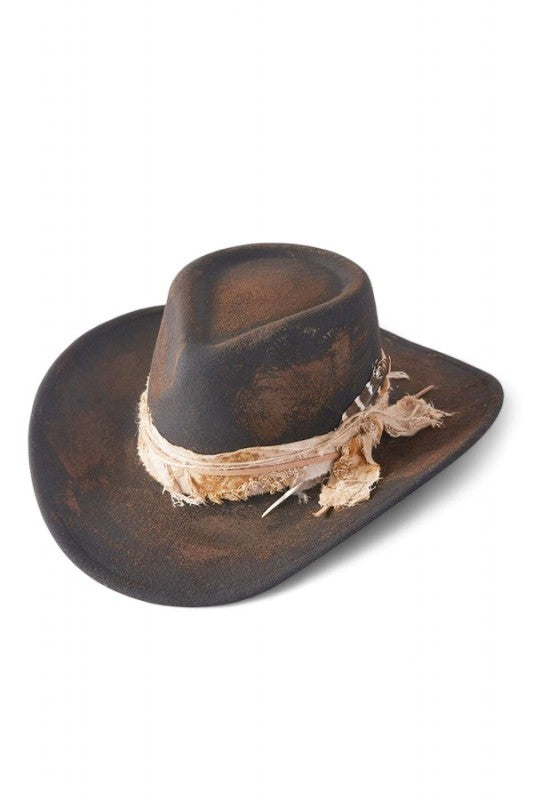 Distress Vintage Shapable Fedora Cowboy Hat