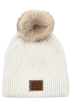 C.C Women's Heather Beanie Hat With Pom And Suede Patch