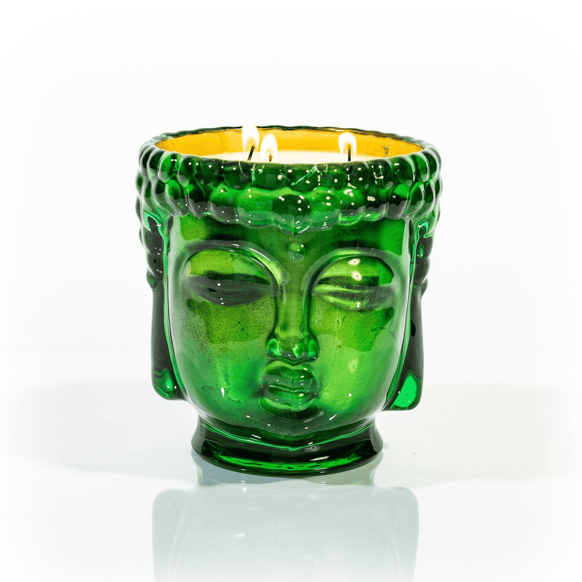 24K Gold Emerald Green Glass Buddha Luxury Candle - Che Cose Belle