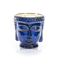 24K Gold Sapphire Blue Glass Buddha Candle, 3-Wick - Che Cose Belle
