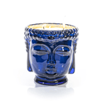 24K Gold Sapphire Blue Glass Buddha Candle, 3-Wick - Che Cose Belle