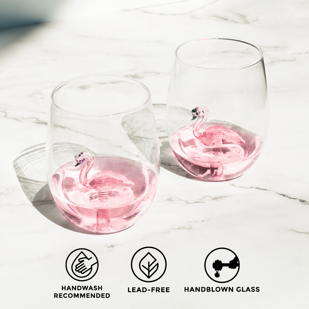 3D Flamingo Stemless Wine Glasses