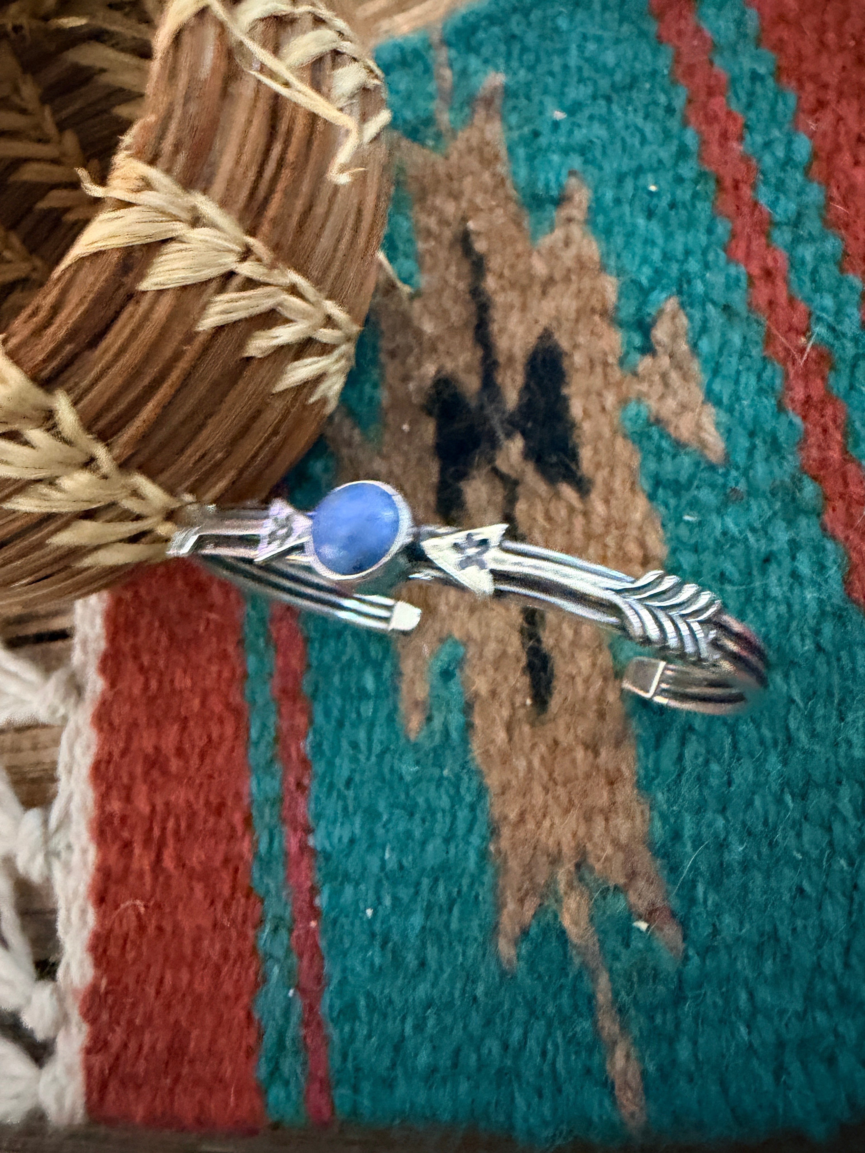 Handcrafted Sterling Silver & Lapis Arrow Cuff Bracelet