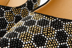 The Bolu Black & Gold Glitter Leather Pump Women Shoe