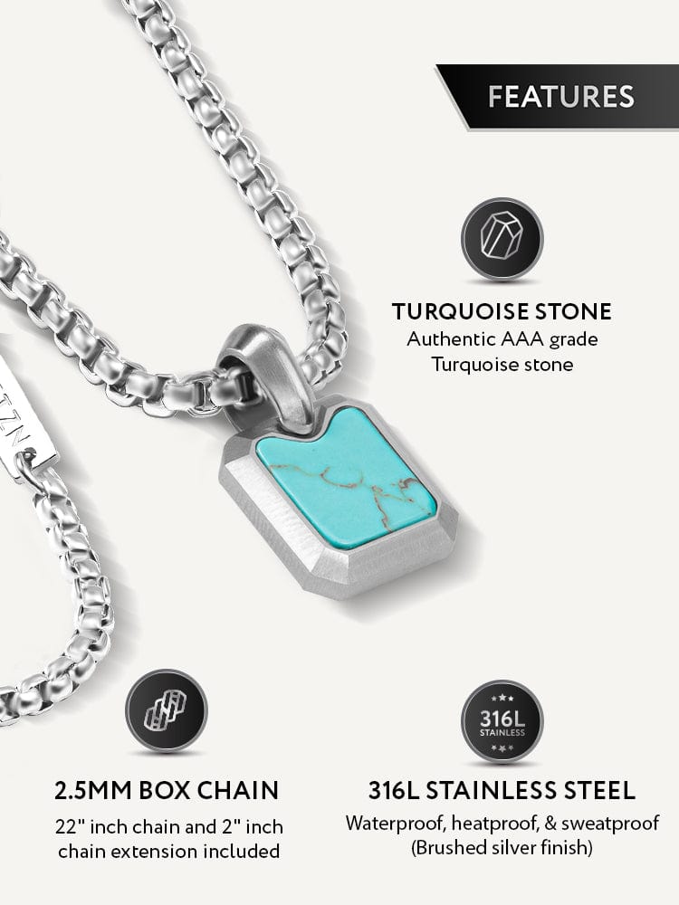 Turquoise Square Pendant Necklace