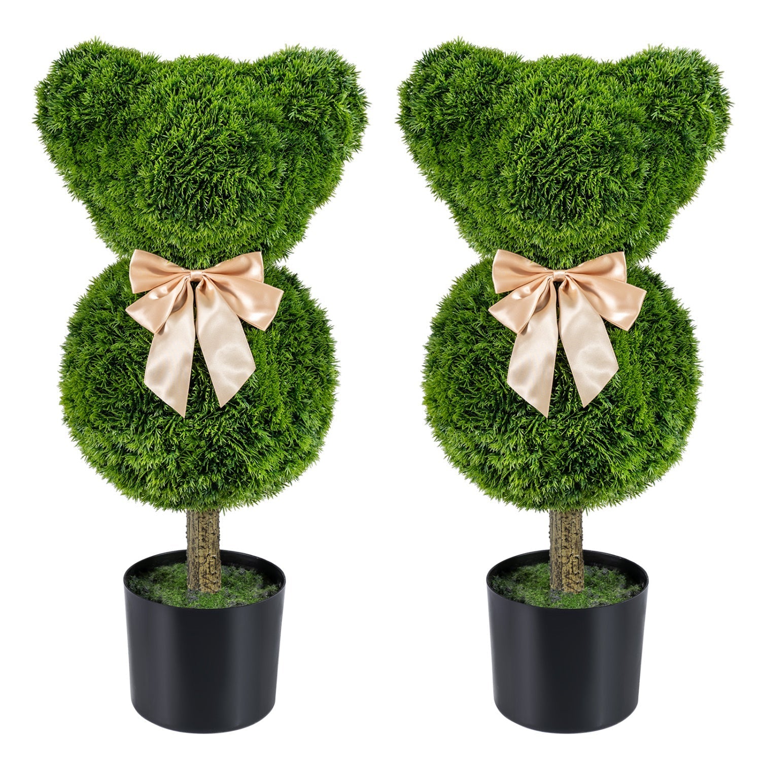 2 Pieces Bear Topiary Trees with Pots Sun-resistant Bear