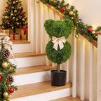 2 Pieces Bear Topiary Trees with Pots Sun-resistant Bear
