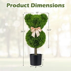 2 Pieces Bear Topiary Trees with Pots Sun-resistant Bear