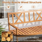 2-Person Acacia Wood Garden Bench with X-Shaped Backrest