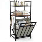 2-Tier Laundry Hamper with Tilt-out Basket-Black