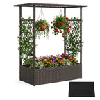 Raised Garden Bed with Hanging Roof and Trellises