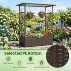 Raised Garden Bed with Hanging Roof and Trellises