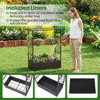 Raised Garden Bed with Hanging Roof and Trellises