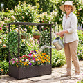 Raised Garden Bed with Hanging Roof and Trellises