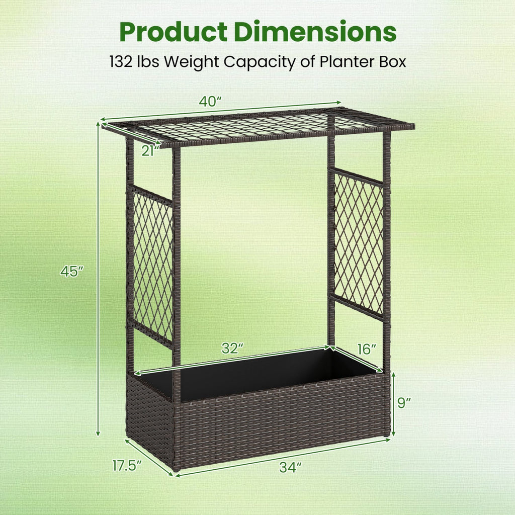 Raised Garden Bed with Hanging Roof and Trellises