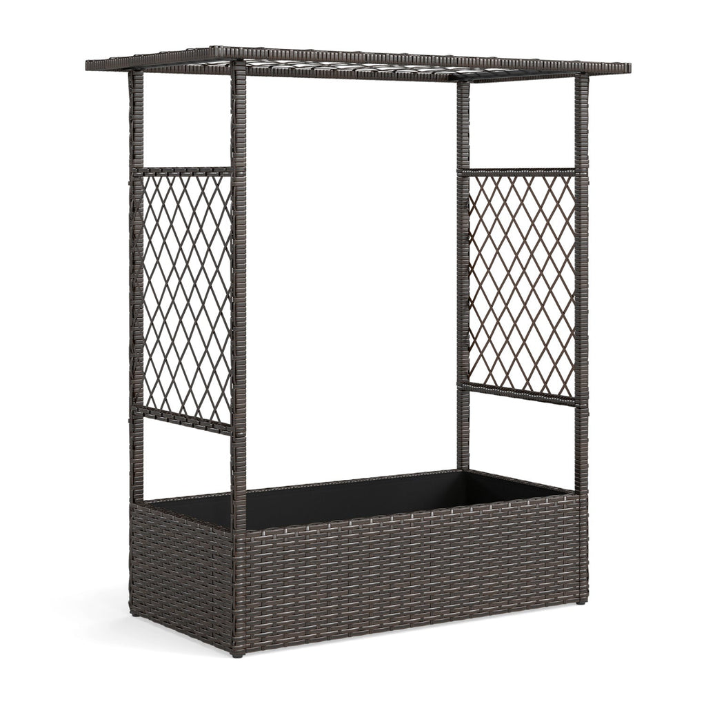 Raised Garden Bed with Hanging Roof and Trellises