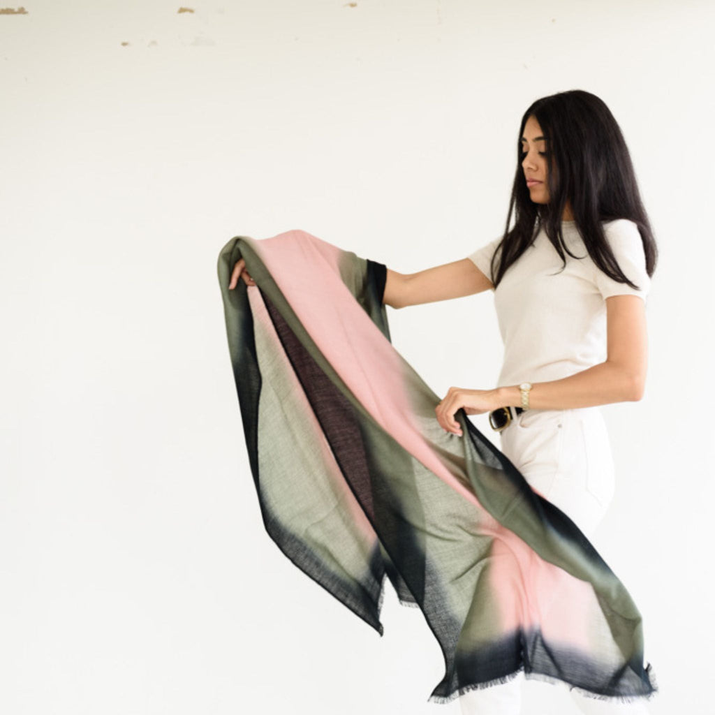 Iris Kiwi Cashmere Merino Handwoven Scarf