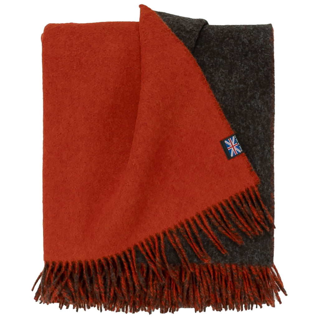 Highland Tweeds Reversible Double Cloth Throw - Orange/Brown