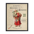 Vintage Painting of Santa on a distressed bookplate background