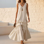 Women's Ice Silk Sleeveless Loose Maxi Dress – 6 Colors S–5XL