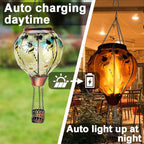 2PC Hot Air Balloon Solar Lantern with 2PC Shepherd Hook, Flickering Flame Hanging Solar Lanterns Outdoor Lights Waterproof Lanterns Decorative Garden Patio Yard Party Decor (Bees) - Che Cose Belle