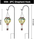 2PC Hot Air Balloon Solar Lantern with 2PC Shepherd Hook, Flickering Flame Hanging Solar Lanterns Outdoor Lights Waterproof Lanterns Decorative Garden Patio Yard Party Decor (Bees) - Che Cose Belle