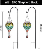 2PC Hot Air Balloon Solar Lantern with 2PC Shepherd Hook, Flickering Flame Hanging Solar Lanterns Outdoor Lights Waterproof Lanterns Decorative Garden Patio Yard Party Decor (Sunflower) - Che Cose Belle