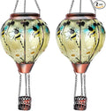 2PC Hot Air Balloon Solar Lantern with 2PC Shepherd Hook, Flickering Flame Hanging Solar Lanterns Outdoor Lights Waterproof Lanterns Decorative Garden Patio Yard Party Decor (Bees) - Che Cose Belle
